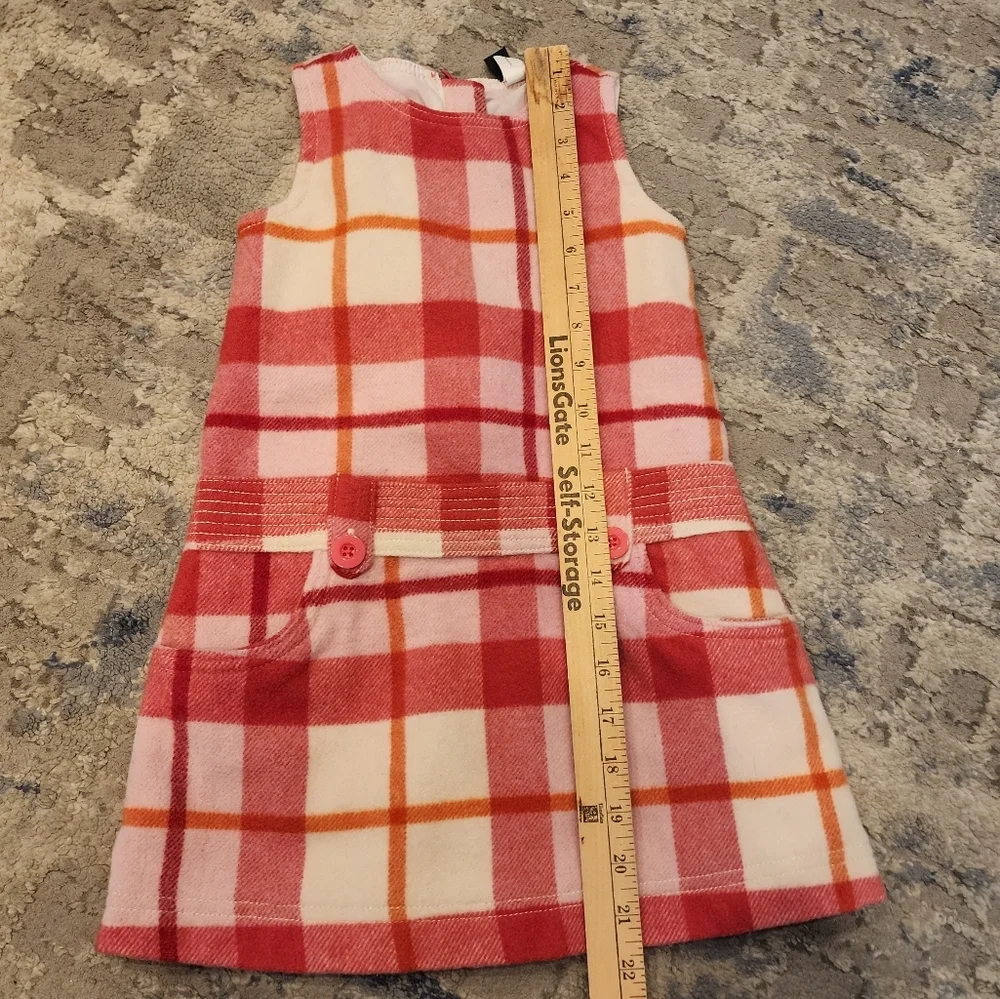 Gap‎ Wool Pink Plaid Sleeveless Dress Kids Size 4 Lined Pockets